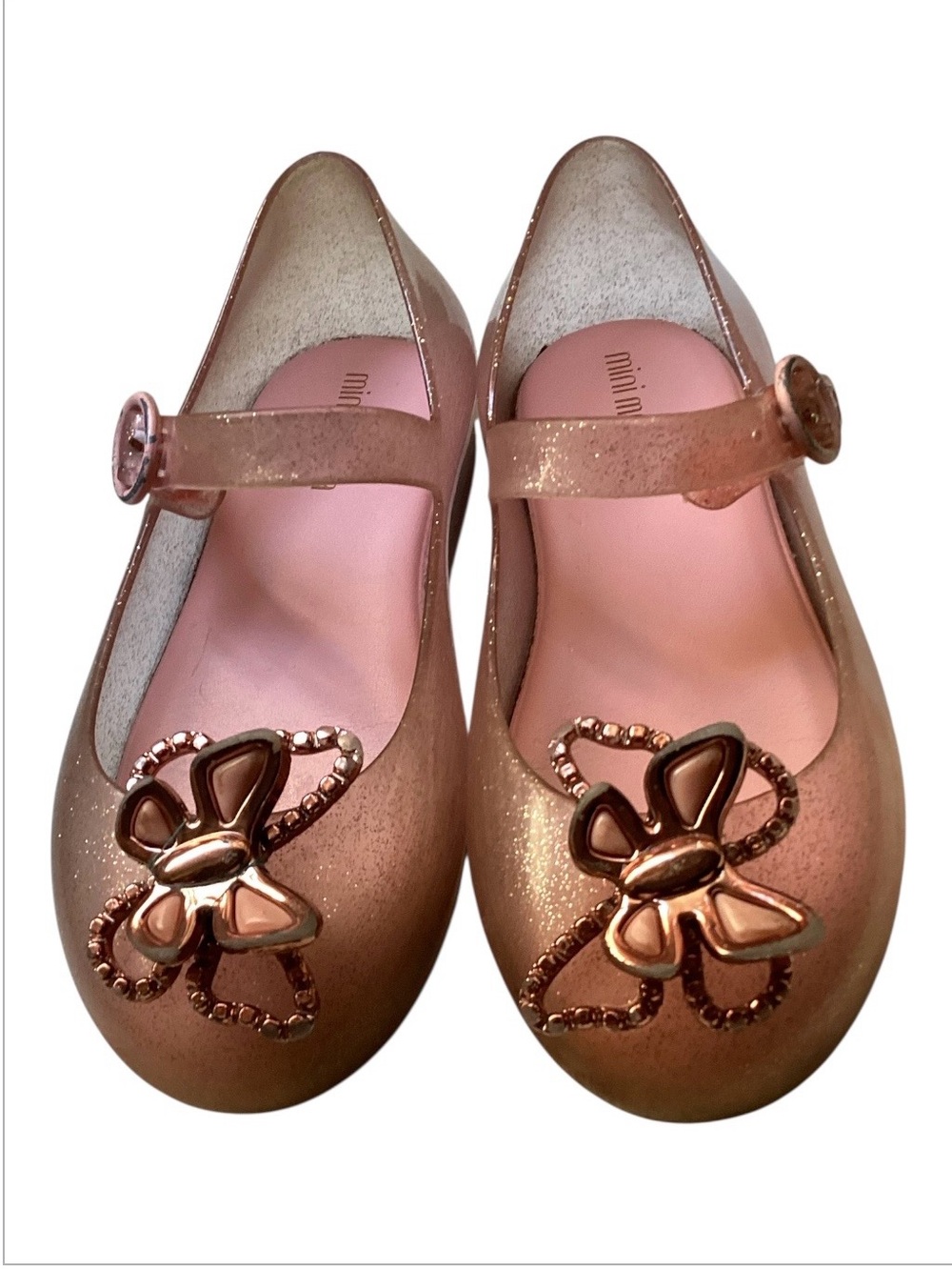 Mini Melissa Pink Glitter Butterfly Toe Maryjane’s